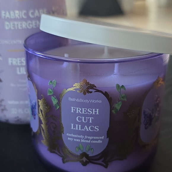 Fresh Cut Lilac Fabric Care Set – Detergent, Booster & 3-Wick Candle Bundle - Picture 2 of 4